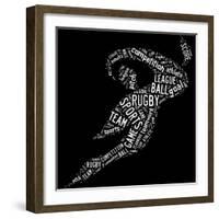 Rugby Football Pictogram With White Wordings-seiksoon-Framed Art Print