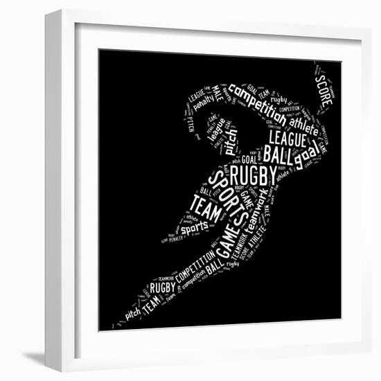 Rugby Football Pictogram With White Wordings-seiksoon-Framed Art Print