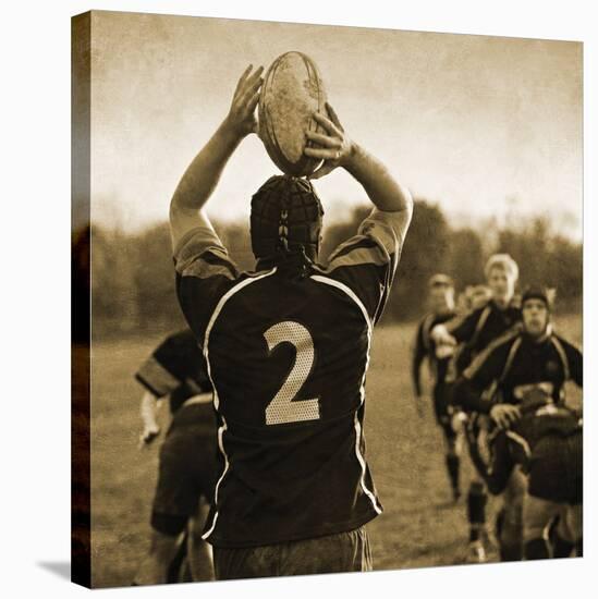 Rugby Game I-Pete Kelly-Stretched Canvas