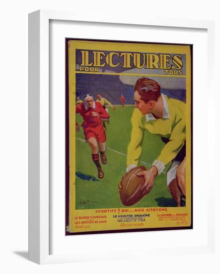 Rugby, Illustration from the Cover of 'Lectures Pour Tous', 1932-null-Framed Premium Giclee Print