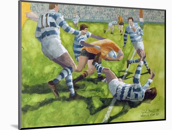 Rugby Match: Australia v Argentina in the World Cup, 1991-Gareth Lloyd Ball-Mounted Giclee Print