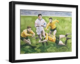 Rugby Match: England v Australia in the World Cup Final, 1991, Will Carling Being Tackled-Gareth Lloyd Ball-Framed Giclee Print