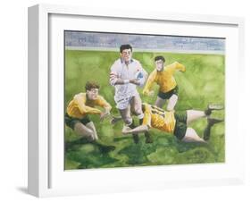 Rugby Match: England v Australia in the World Cup Final, 1991, Will Carling Being Tackled-Gareth Lloyd Ball-Framed Giclee Print