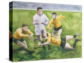 Rugby Match: England v Australia in the World Cup Final, 1991, Will Carling Being Tackled-Gareth Lloyd Ball-Stretched Canvas
