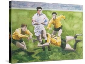 Rugby Match: England v Australia in the World Cup Final, 1991, Will Carling Being Tackled-Gareth Lloyd Ball-Stretched Canvas