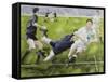 Rugby Match: England v New Zealand in the World Cup, 1991, Rory Underwood Being Tackled-Gareth Lloyd Ball-Framed Stretched Canvas