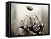 Rugby Player in Action, Paris, France-null-Framed Stretched Canvas