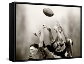 Rugby Player in Action, Paris, France-null-Framed Stretched Canvas