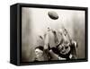 Rugby Player in Action, Paris, France-null-Framed Stretched Canvas