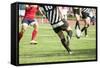 Rugby Player Kicking the Oval Ball-melis-Framed Stretched Canvas