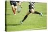 Rugby Player Legs Kicking the Oval Ball-melis-Stretched Canvas