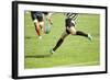 Rugby Player Legs Kicking the Oval Ball-melis-Framed Photographic Print