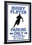 Rugby Player Parking Only Sign Poster-null-Framed Poster