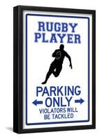 Rugby Player Parking Only Sign-null-Framed Poster