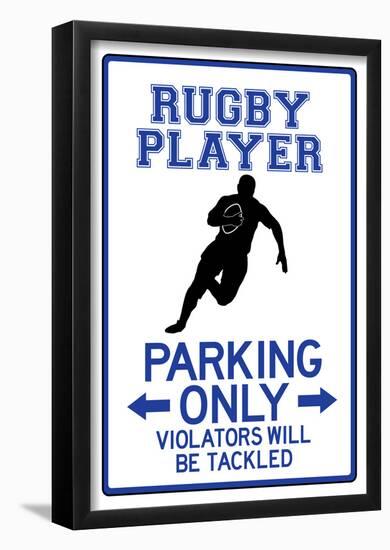 Rugby Player Parking Only Sign-null-Framed Poster