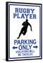 Rugby Player Parking Only Sign-null-Framed Poster