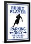 Rugby Player Parking Only Sign-null-Framed Poster