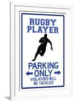 Rugby Player Parking Only Sign-null-Framed Art Print