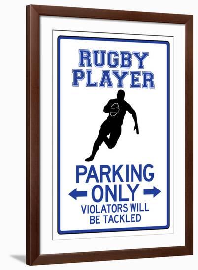 Rugby Player Parking Only Sign-null-Framed Art Print