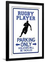 Rugby Player Parking Only Sign-null-Framed Art Print