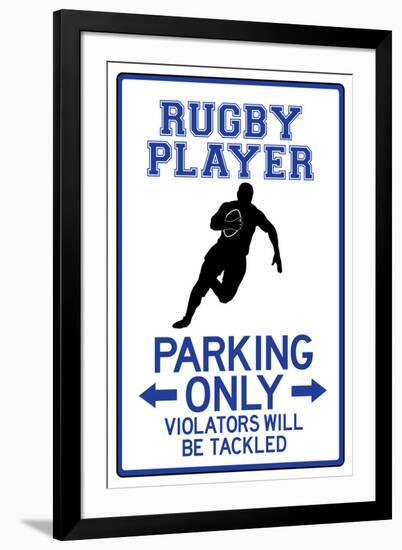 Rugby Player Parking Only Sign-null-Framed Art Print