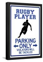 Rugby Player Parking Only Sign-null-Framed Poster