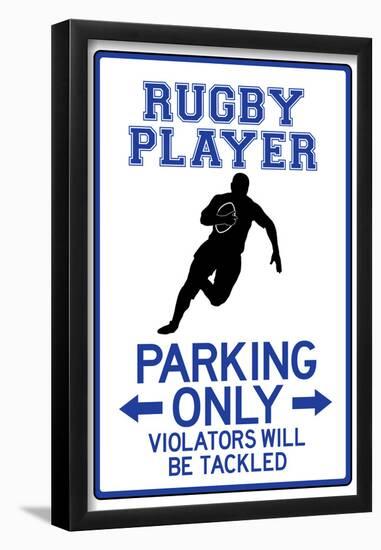 Rugby Player Parking Only Sign-null-Framed Poster