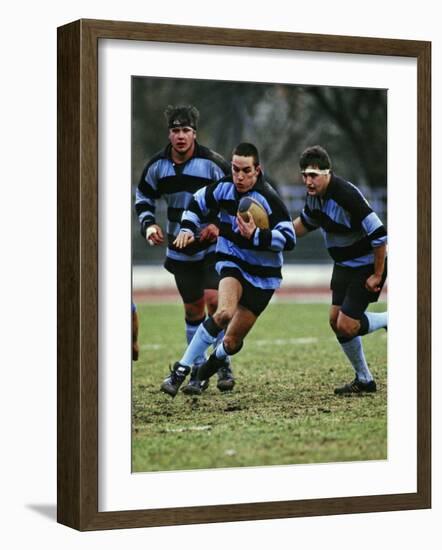 Rugby Players in Action, Paris, France-Paul Sutton-Framed Photographic Print