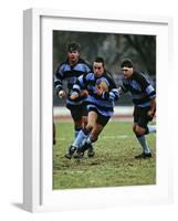 Rugby Players in Action, Paris, France-Paul Sutton-Framed Photographic Print