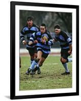 Rugby Players in Action, Paris, France-Paul Sutton-Framed Photographic Print