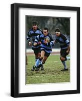 Rugby Players in Action, Paris, France-Paul Sutton-Framed Photographic Print