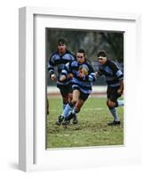 Rugby Players in Action, Paris, France-Paul Sutton-Framed Photographic Print