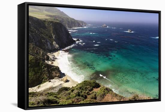 Rugged Big Sur Coastline at Ruocky Creek, California-George Oze-Framed Stretched Canvas