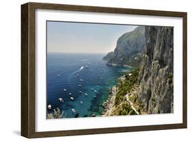 Rugged Coastline at Marina Piccola, Capri, Italy-George Oze-Framed Photographic Print