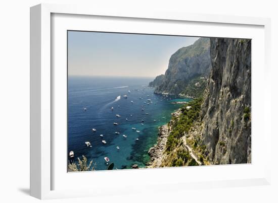 Rugged Coastline at Marina Piccola, Capri, Italy-George Oze-Framed Photographic Print