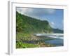 Rugged Coastline with Black Laval Sand Beach, Dominica, Windward Islands, West Indies, Caribbean-Murray Louise-Framed Photographic Print