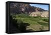 Rugged Landscapes and Green Patchwork Fields Near Shahr-E Zohak, Afghanistan, Asia-Alex Treadway-Framed Stretched Canvas