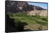 Rugged Landscapes and Green Patchwork Fields Near Shahr-E Zohak, Afghanistan, Asia-Alex Treadway-Framed Stretched Canvas