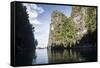 Rugged Limestone Islands Frame an Indonesian Pinisi Schooner-Stocktrek Images-Framed Stretched Canvas