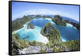 Rugged Limestone Islands Surround a Gorgeous Lagoon in Raja Ampat-Stocktrek Images-Framed Stretched Canvas