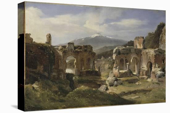 Ruine du théatre de Taormine (Sicile)-Achille Etna Michallon-Stretched Canvas