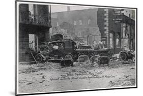 Ruined Sackville Street, Dublin, Barricaded with Motor Cars-null-Mounted Photographic Print