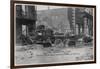 Ruined Sackville Street, Dublin, Barricaded with Motor Cars-null-Framed Photographic Print