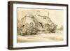 Ruined Thatched Cottage Overgrown with Bushes (Pen and Ink and Wash on Paper)-Rembrandt van Rijn-Framed Giclee Print