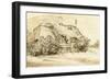 Ruined Thatched Cottage Overgrown with Bushes (Pen and Ink and Wash on Paper)-Rembrandt van Rijn-Framed Giclee Print