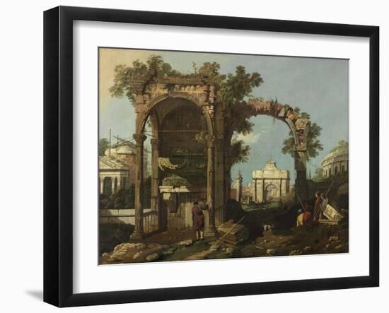 Ruins and Figures, Outskirts of Rome Near the Tomb of Cecilia Metella, C.1750-1775-Bernardo Bellotto-Framed Giclee Print