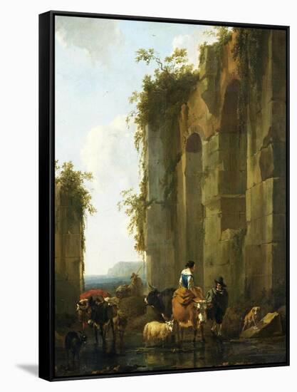 Ruins in Italy-Nicolaes Pietersz. Berchem-Framed Stretched Canvas