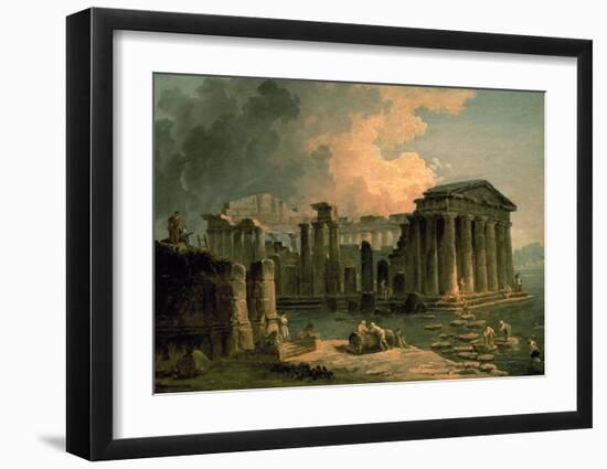 Ruins of a Doric Temple-Hubert Robert-Framed Art Print