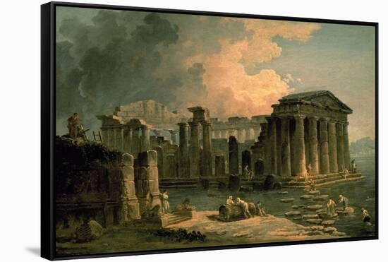 Ruins of a Doric Temple-Hubert Robert-Framed Stretched Canvas