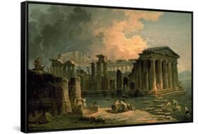 Ruins of a Doric Temple-Hubert Robert-Framed Stretched Canvas